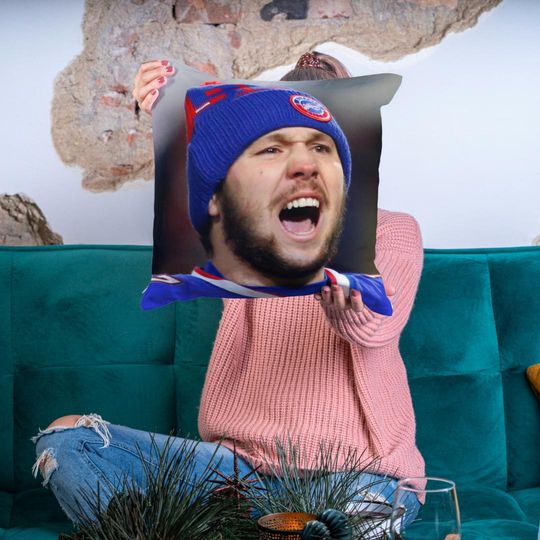 Josh Allen Throw Pillow: Buffalo Football Home Decor