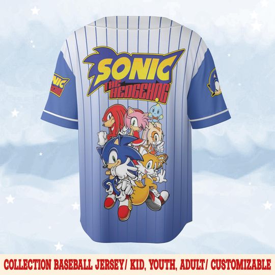 Custom Sonic The Hedgehog Baseball Jersey, Personalized Number & Name Sonic Jersey, Sonic party jersey, Birthday gift for Kids