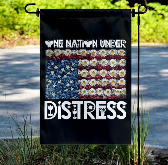 One Nation Under Distress Garden Flag, Upside Down American Flag, Anti Trump, Progressive Liberal Leftist Activist, Protect Democracy