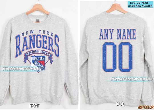 Personalized New York Hockey Sweatshirt, New York Rangers crewneck, New York Hockey shirt, Custom Hockey Shirt, Hockey Number Shirt
