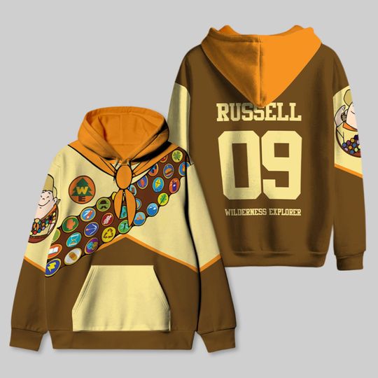 Up Movie Russell Costume All Over Print Hoodie, Russell Wilderness Explorer 3D Hoodie
