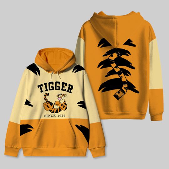 Disney Tigger Winnie The Pooh All Over Print Hoodie, Vintage Tigger Since 1926 Panel 3D Hoodie