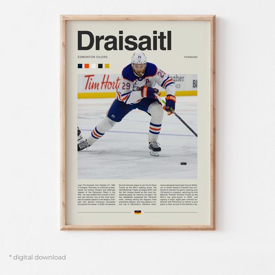 Leon Draisaitl Poster  Ice Hockey Wall Art