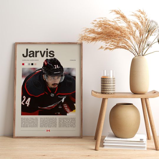 Seth Jarvis Poster  Ice Hockey Wall Art