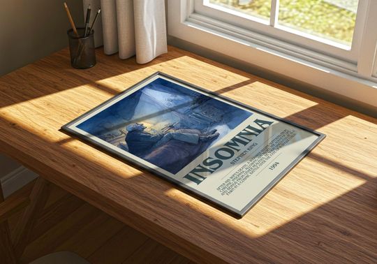 Insomnia by Stephen King Descriptive Poster Print.  Wall Art Author & Blurb Book Artwork