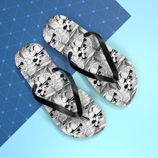Mickey Mouse Steamboat Willie Flip Flops for Beach or Spa