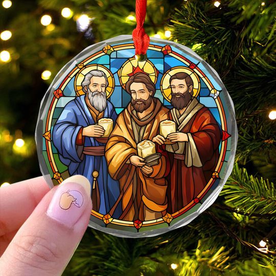 Three Wise Men Ornament | Stained Glass Three Kings Nativity Christmas Tree Dcor | Christian Religious Holiday Gift Keepsake