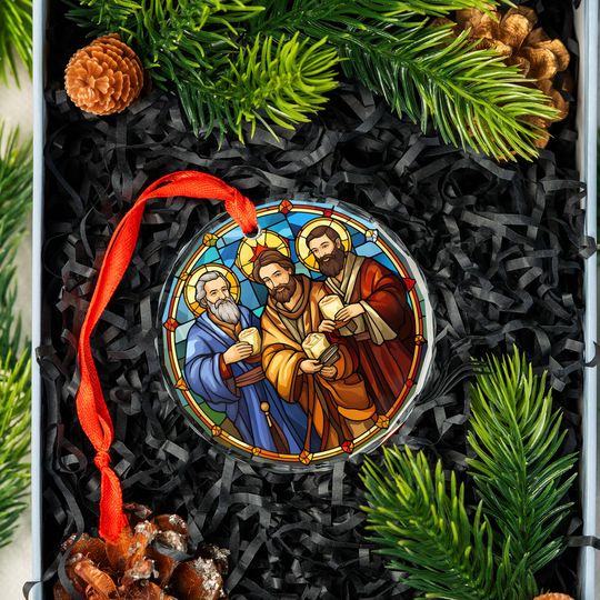 Three Wise Men Ornament | Stained Glass Three Kings Nativity Christmas Tree Dcor | Christian Religious Holiday Gift Keepsake
