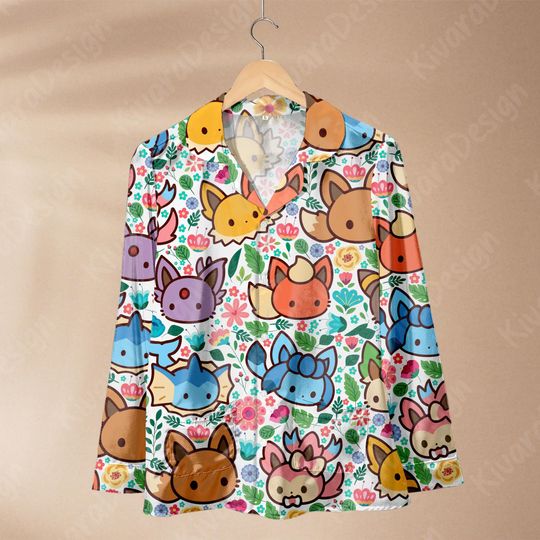 Eeveelutions Pajamas Set Playfully Legendary Evolution Anime Loungewear Polyester Blend Couples Manga Gifts