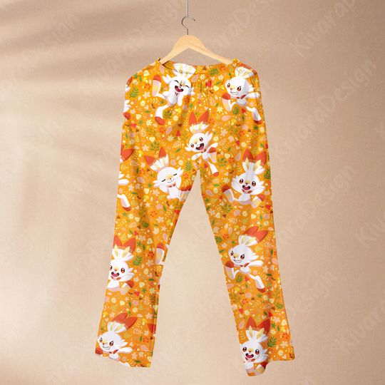 Scorbunny Pajamas Set Rabit Anime Fire-Type Loungewear Polyester Blend Dreamy Couples Pajamas Set