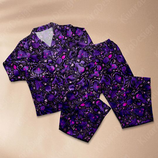 Spooky Pajamas Set Ghost Type Anime Loungewear Polyester Blend Couple Pajamas Set