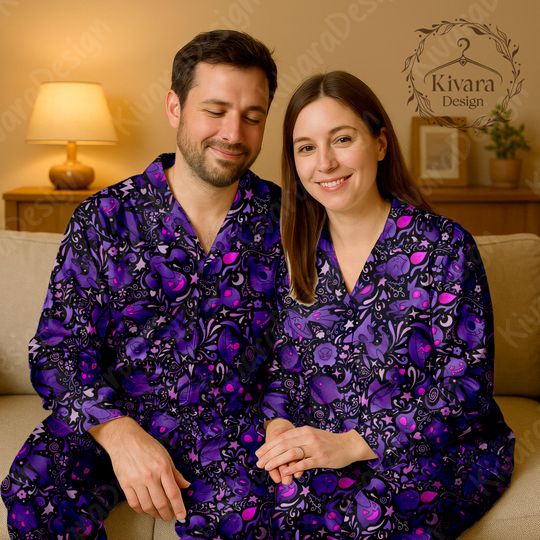 Spooky Pajamas Set Ghost Type Anime Loungewear Polyester Blend Couple Pajamas Set