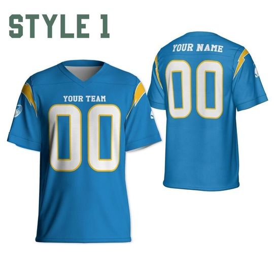 Personalized Name & Number Sports, Custom Famous Team Charger Football Jersey Collection, American Football Fan, Game Day Outfit