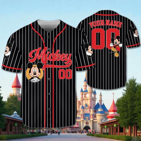 Personalize Disney Mickey Mouse Baseball Jersey, Disneyland Mickey Jersey