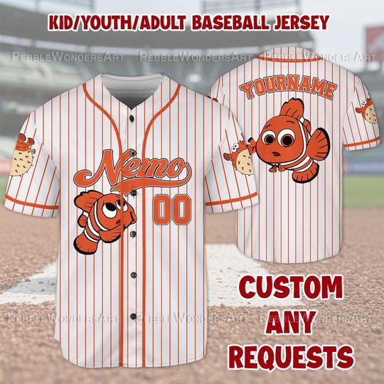 Personalized Disney Finding Nemo Baseball Jersey, Custom Disney Baseball Jersey, Gift For Fan Disney