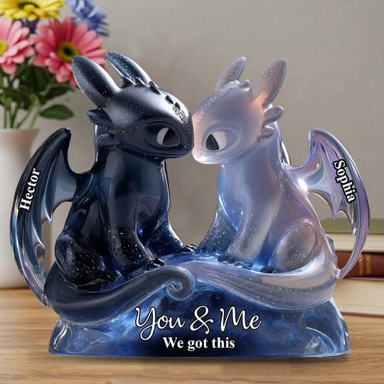 Personalized Dragon Couple Flat Acrylic Plaque, Magical Couple Anniversary Plaque, How To Train Decor Plate, Gift for Him Her