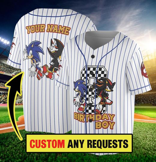Custom Sonic Jersey Baseball, Custom Sonic Jersey, Funny Sonic Jersey, Sonic Party Jersey, Sonic Birthday Gift