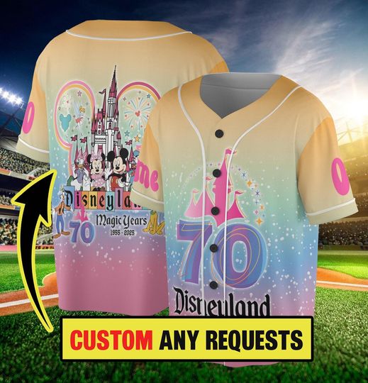 Disneyland 70th Anniversary 1955 2025 Baseball Jersey, 70 Years Of Magic Shirt, Disneyland Family Vacation, Platinum Celebration Gift
