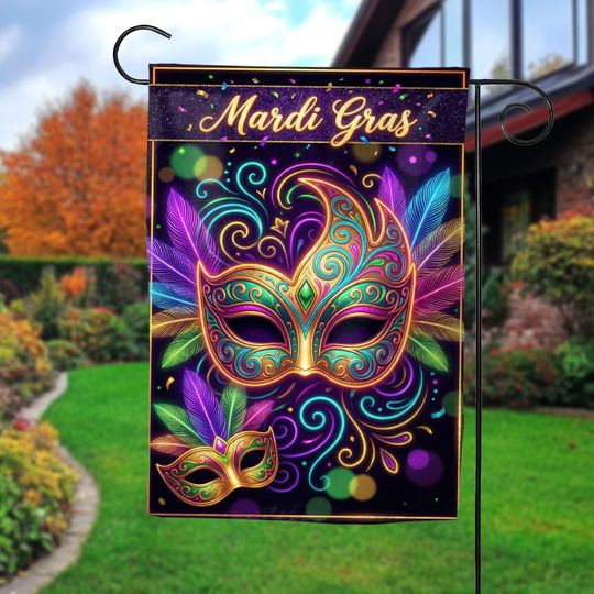 Mardi Gras Flag, Mardi Gras Garden Flag, Mardi Gras, Mardi Gras Yard Flag
