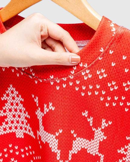 Funny Moose Christmas Sweater, Merry Christmoose Red Holiday Pullover, Festive Reindeer Pattern Knit, Ugly Xmas Sweater Gift for Adults