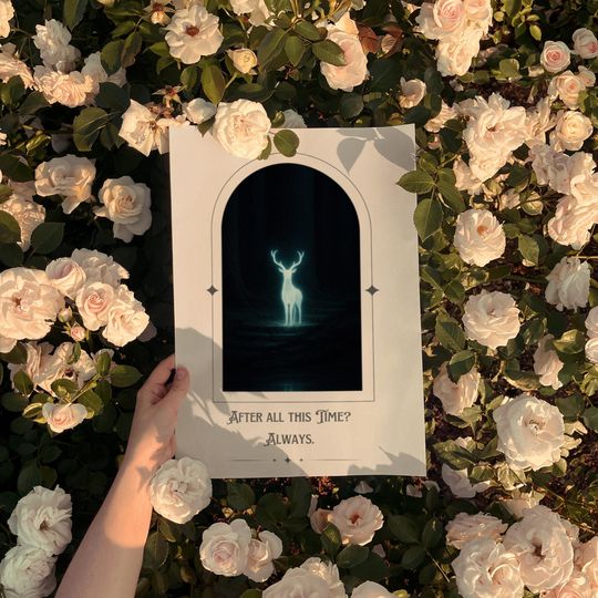 Harry Potter Patronus stag digital poster featuring the After all this time