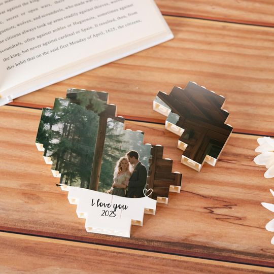 Personalized Heart Photo Building Block, Picture Building Block, Brick Puzzle, Gifts for Boyfriend/Girlfriend, Valentine Gift for Couples