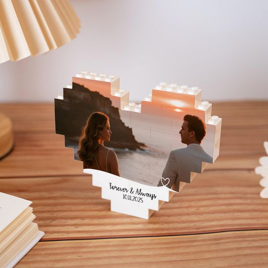 Personalized Heart Photo Building Block, Picture Building Block, Brick Puzzle, Gifts for Boyfriend/Girlfriend, Valentine Gift for Couples