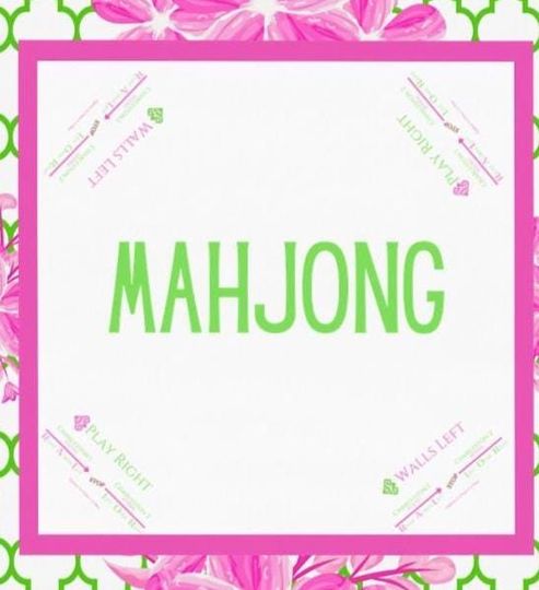 Preppy Mahjong Tablecloth with Charleston Instructions | Pink Green Floral Mahjong Game Table Mat