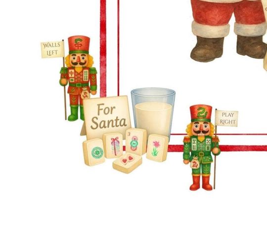 Christmas Mahjong Mat: Santa, Nutcrackers & Peppermint Stripes