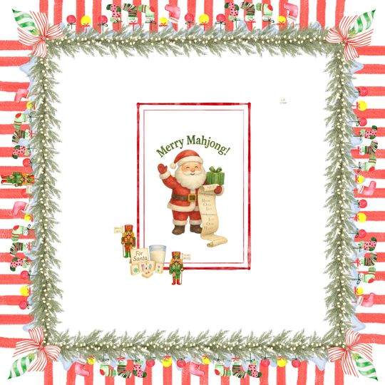 Christmas Mahjong Mat: Santa, Nutcrackers & Peppermint Stripes