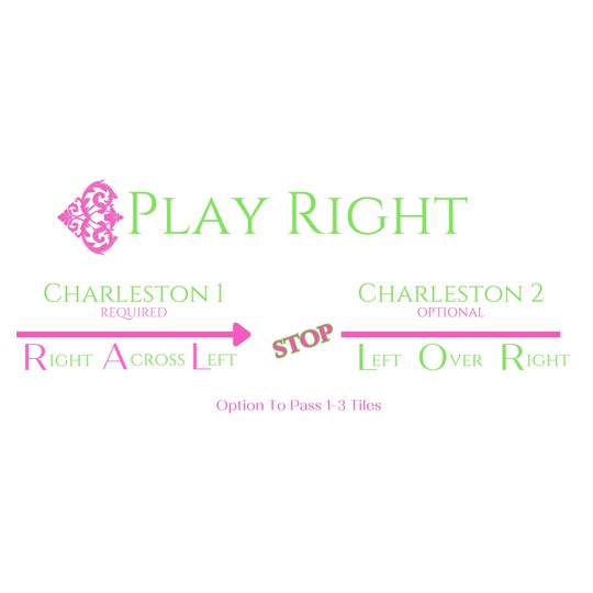 Preppy Mahjong Tablecloth with Charleston Instructions | Pink Green Floral Mahjong Game Table Mat