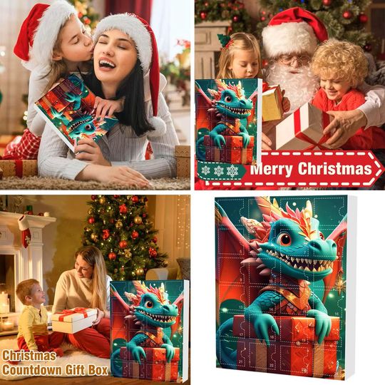 2025 Dragon Advent Calendar with 2D Acrylic Dragon Ornaments for Christmas Tree (C)