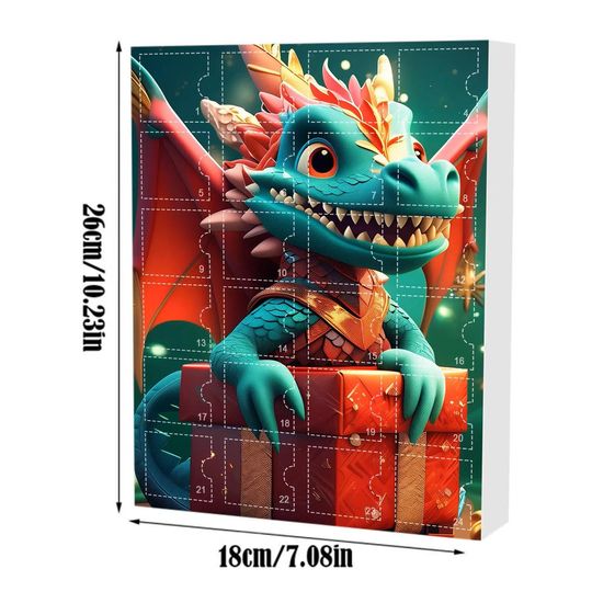 2025 Dragon Advent Calendar with 2D Acrylic Dragon Ornaments for Christmas Tree (C)