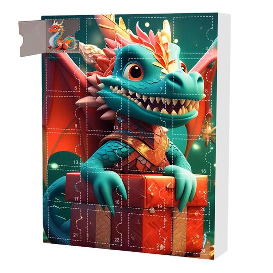 2025 Dragon Advent Calendar with 2D Acrylic Dragon Ornaments for Christmas Tree (C)