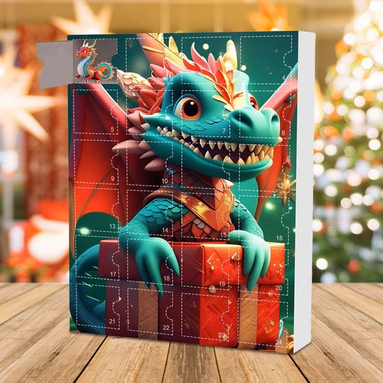 2025 Dragon Advent Calendar with 2D Acrylic Dragon Ornaments for Christmas Tree (C)