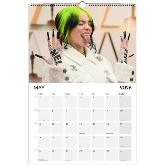 2026 Celebrity Wall Calendar: Minimalist Home Office Decor, Gift for Fans