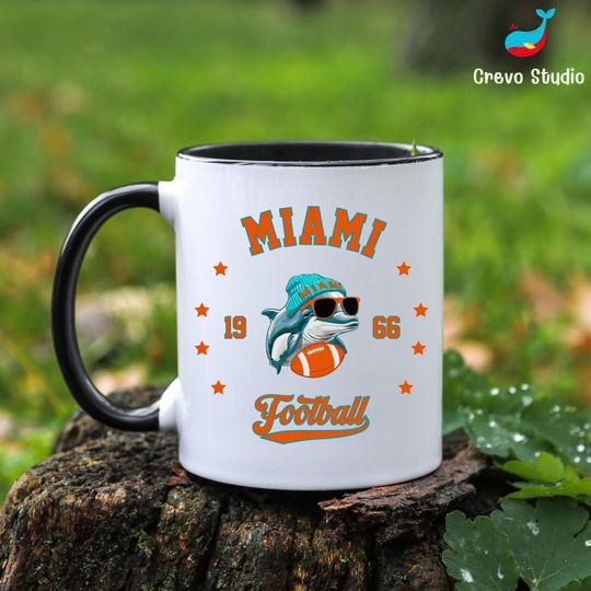 Personalized Miami Football Dolphin Mug, Coffee Cup Gift, Gift for Fan