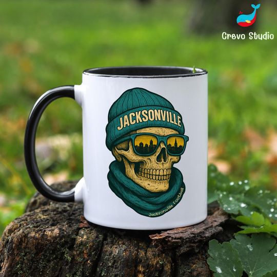 Personalized Jacksonville Football Skull Jaguar Mug, Coffee Cup Gift, Gift for Fan