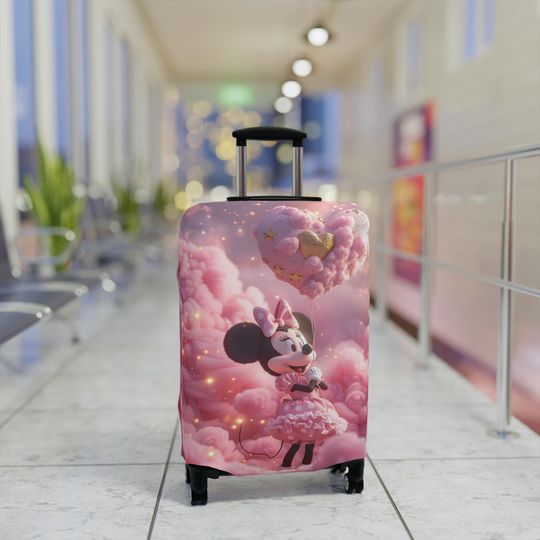 Pink Minnie Mouse Luggage Cover, Cloud Heart Disney Suitcase Protector
