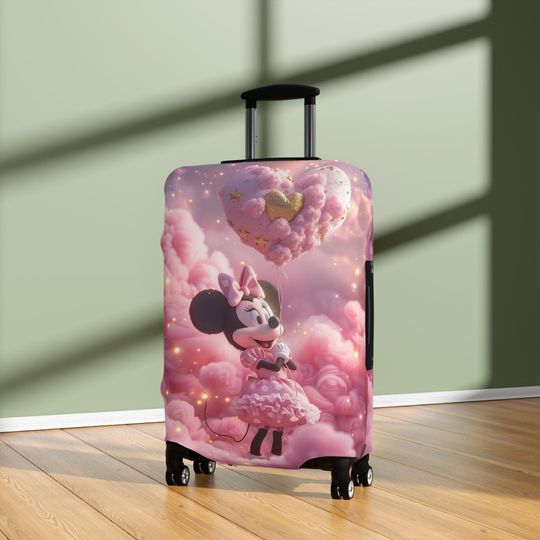 Pink Minnie Mouse Luggage Cover, Cloud Heart Disney Suitcase Protector