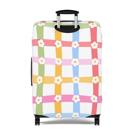 Pastel Daisy Luggage Sleeve, Stay Positive Suitcase Protector