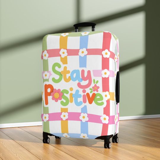 Pastel Daisy Luggage Sleeve, Stay Positive Suitcase Protector