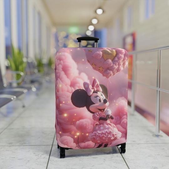 Pink Minnie Mouse Luggage Cover, Cloud Heart Disney Suitcase Protector