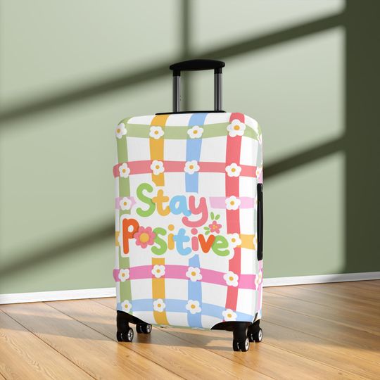 Pastel Daisy Luggage Sleeve, Stay Positive Suitcase Protector