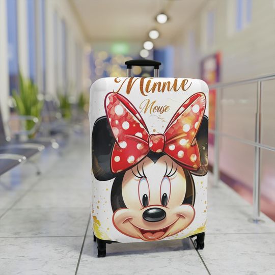 Minnie Mouse Luggage Cover, Polka Dot Bow, Suitcase Protector