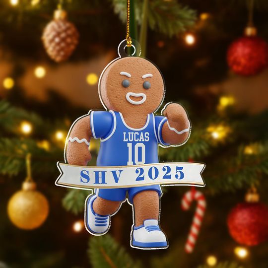 Personalized Track Runner Ornaments, Acrylic Gingerbread Marathon, Gift Your Team