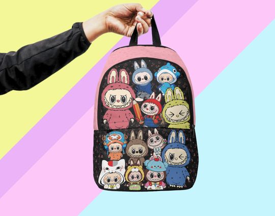Labubu Inspired Pink Backpack - Back to School Bag