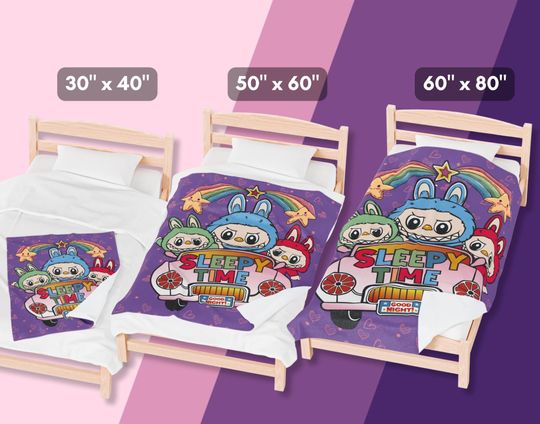 Sleepy Time Labubu Themed Fleece Blanket, Kid Blanket, Back To School Gift