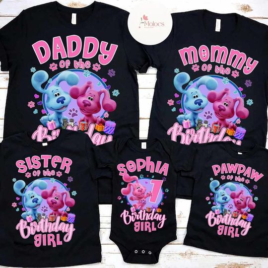 Personalized Blues Clues Family Birthday Shirt, Blue Dog Birthday Boy, Blues Clues Birthday Girl, Dog Lovers TV Show Family Birthday Party