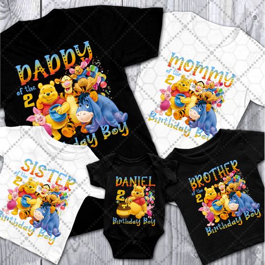 Personalized Winnie The Pooh Birthday Shirt, Winnie The Pooh Matching Family Shirt